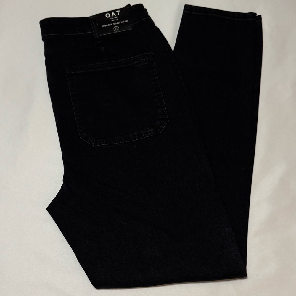Oat New York High Rise Sailor Skinny Jeans in Color Black Forest - Picture 5 of 8